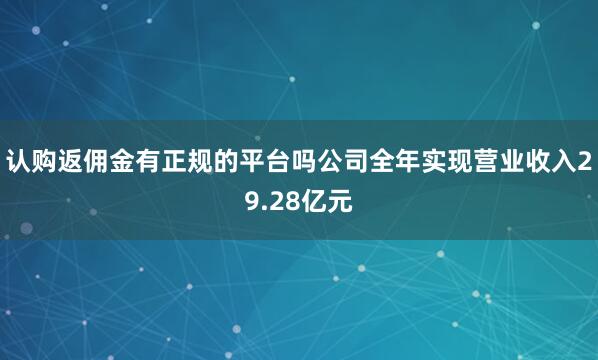认购返佣金有正规的平台吗公司全年实现营业收入29.28亿元